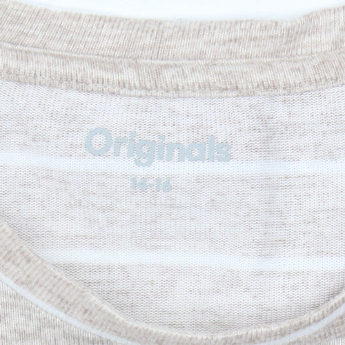 Originals Beige Striped T-Shirt, Size 14, Women's Basic Top