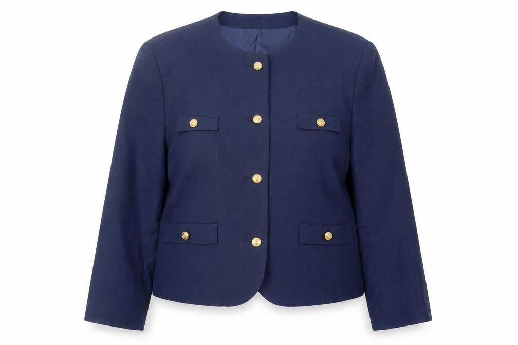 Front view of Miss Smith Women's Blue Blazer, size 16
