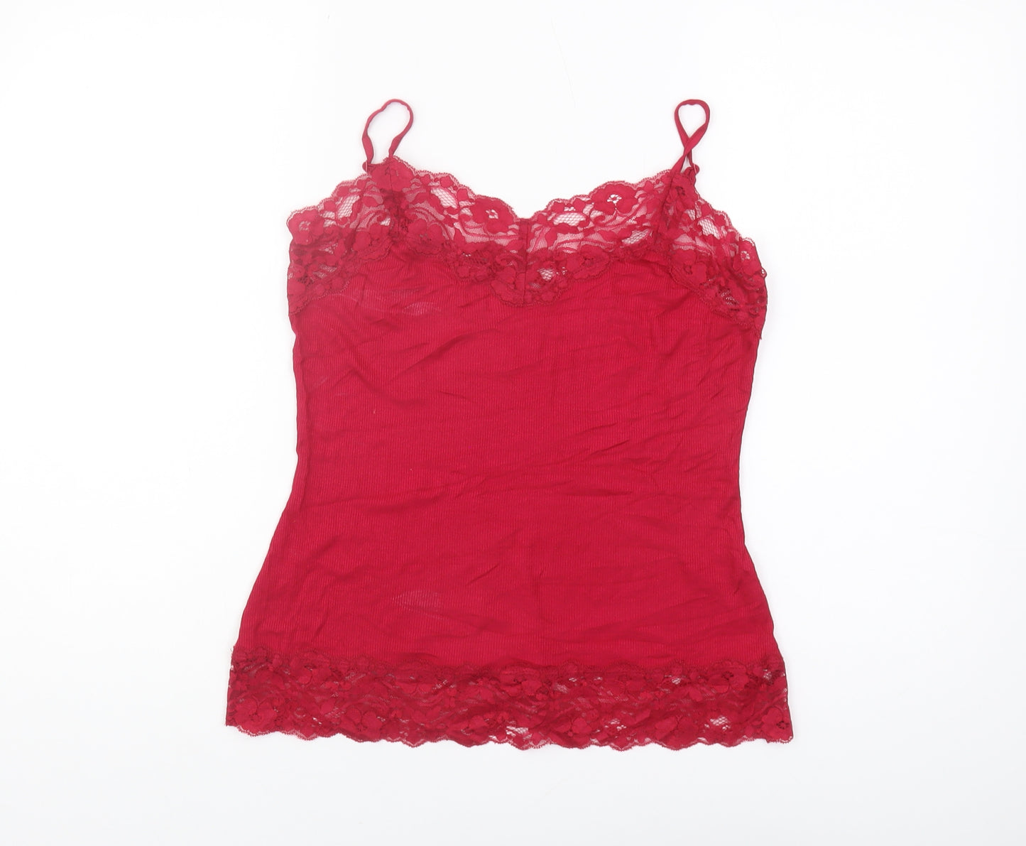 Monsoon Red Camisole Tank Women Size 12 Lace Sleeveless