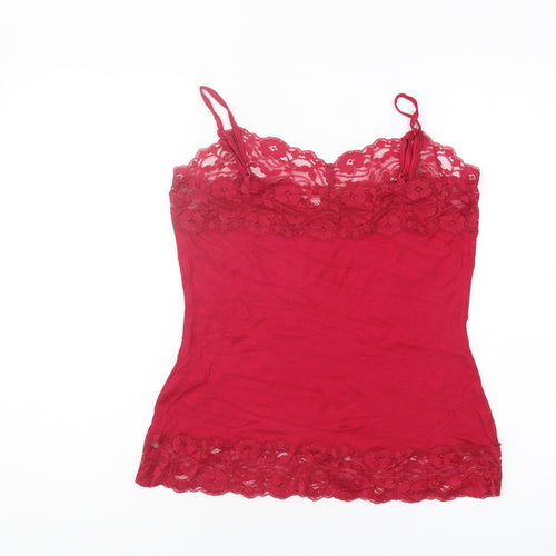 Monsoon Red Camisole Tank Women Size 12 Lace Sleeveless