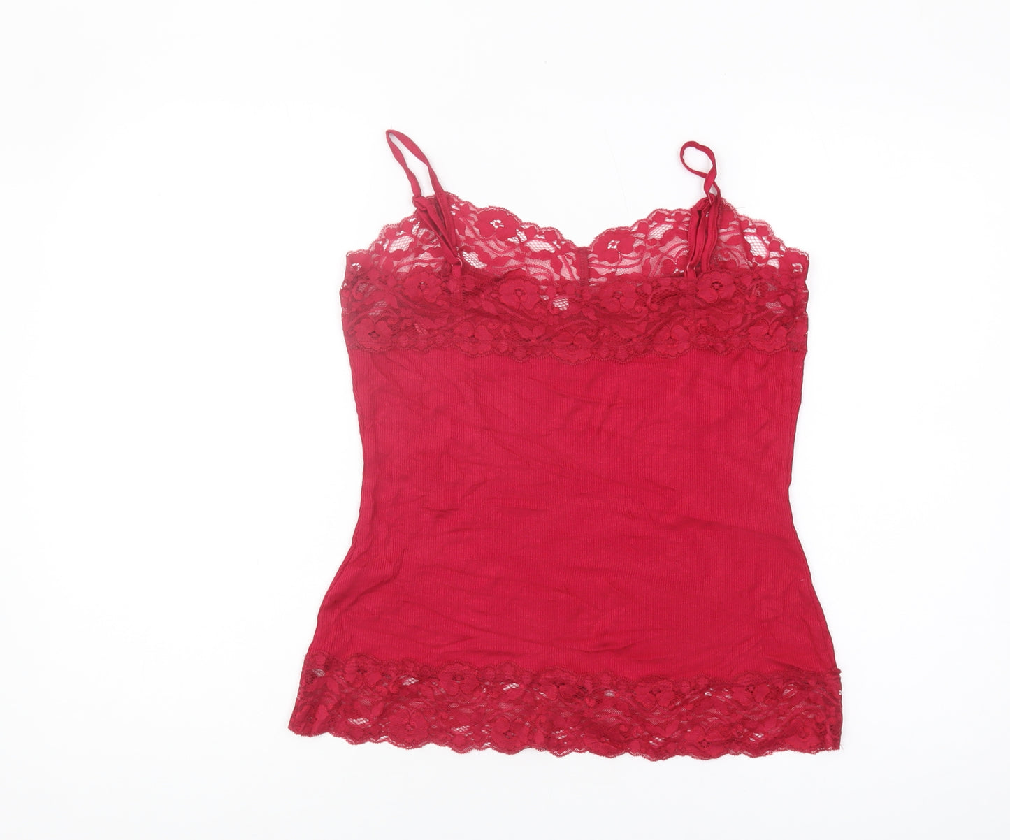 Monsoon Red Camisole Tank Women Size 12 Lace Sleeveless