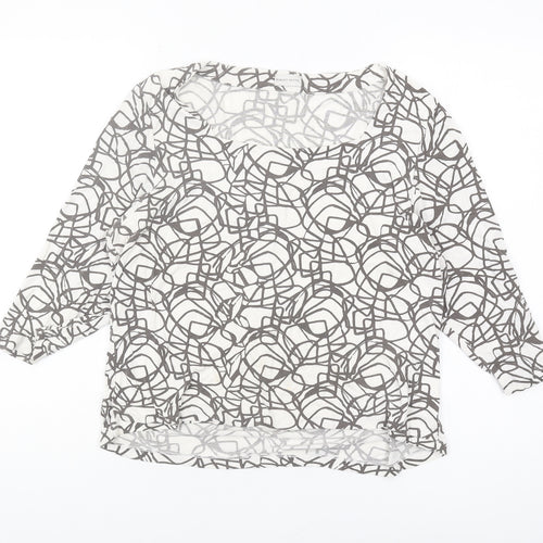 Minuet Women’s White Geometric Jersey Blouse L