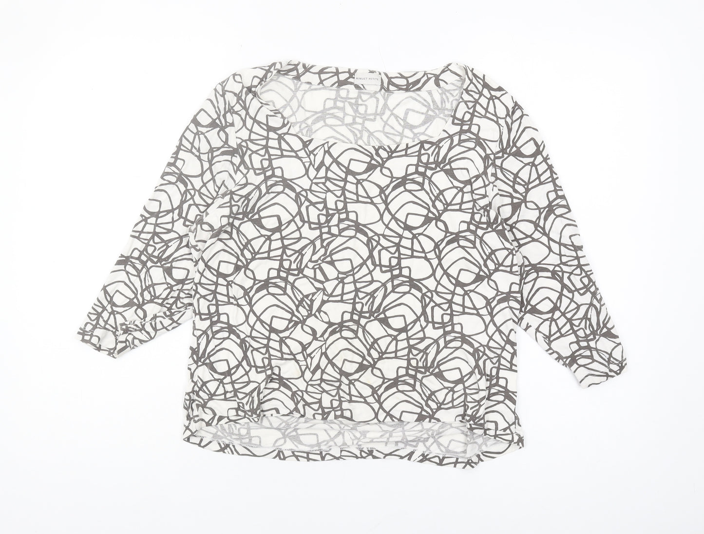 Minuet Women’s White Geometric Jersey Blouse L