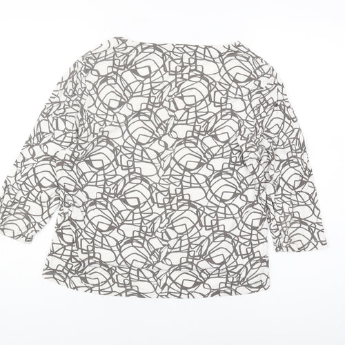 Minuet Women’s White Geometric Jersey Blouse L