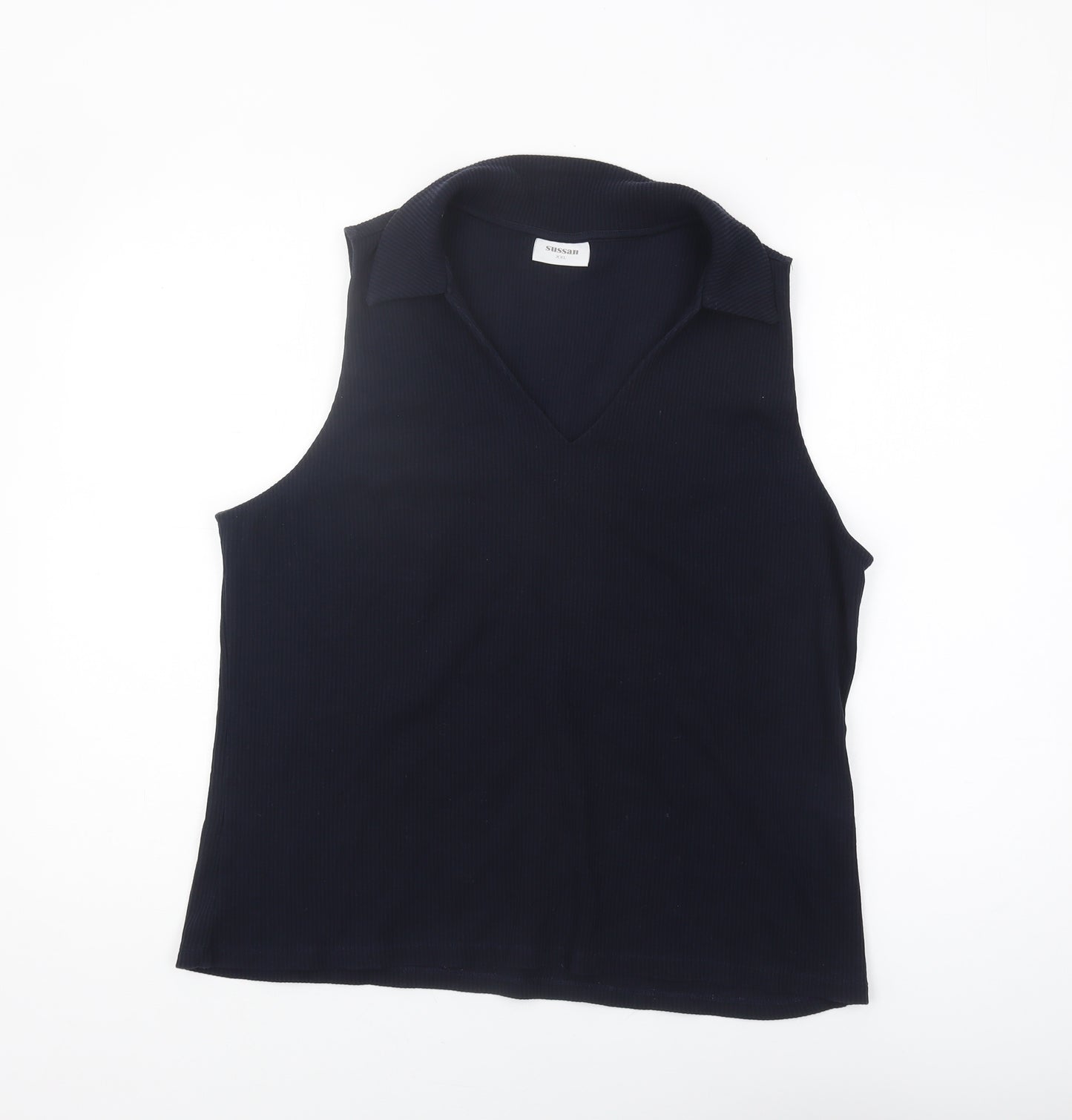 Sussan Women's Black Collared Tank Top XL