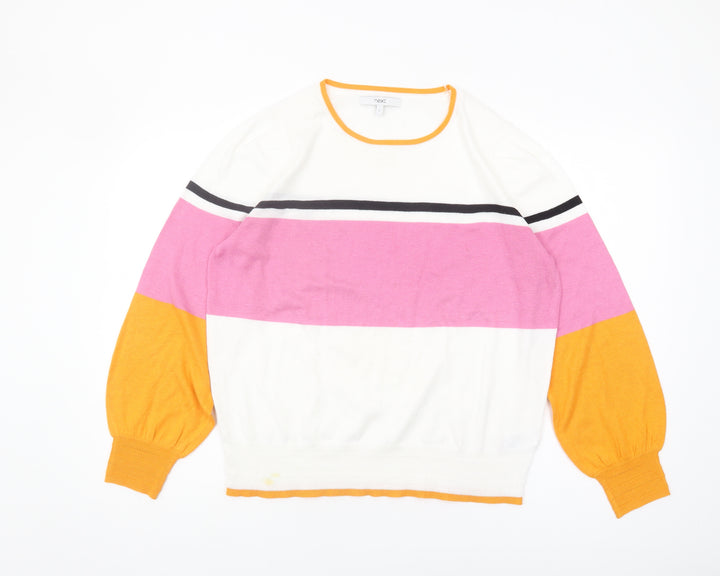 Next Women's Multicoloured Striped Pullover Jumper L