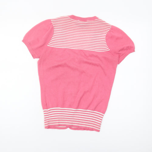 Gossip Women's Pink Striped Cardigan S Short Sleeve