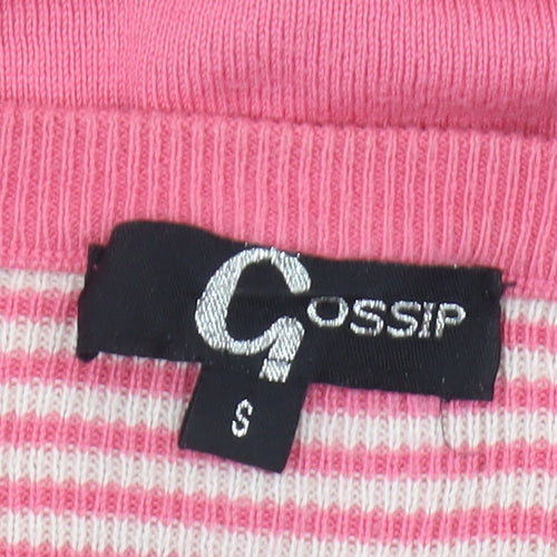 Gossip Women's Pink Striped Cardigan S Short Sleeve