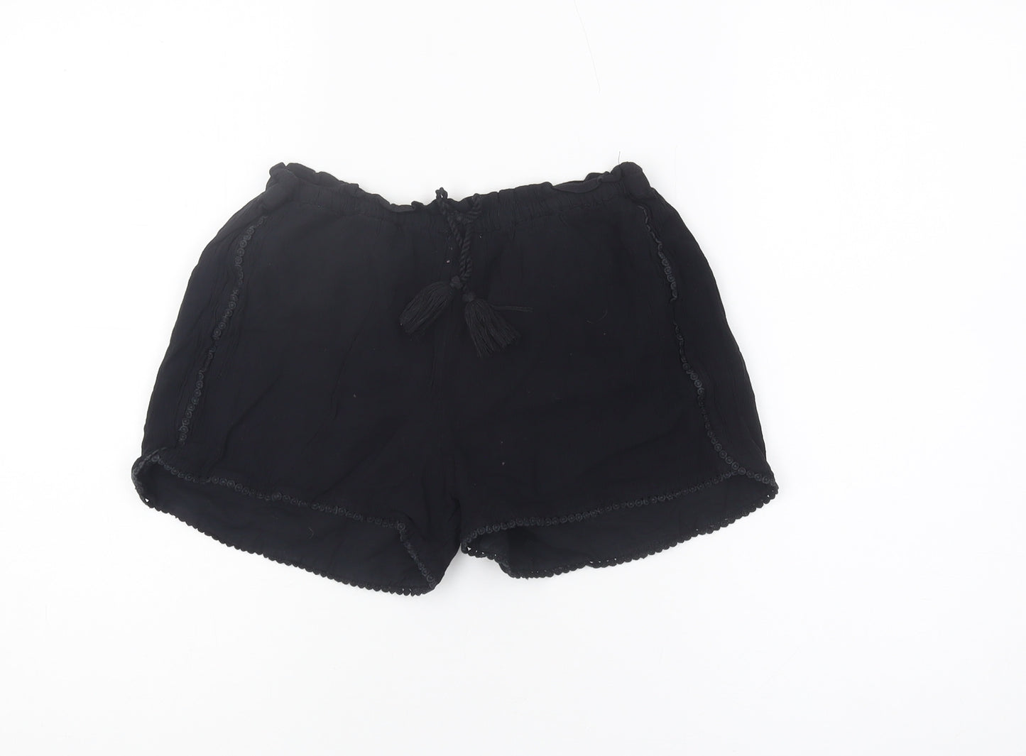 Next Girls Black Elastic Waist Shorts, Size 9 Years