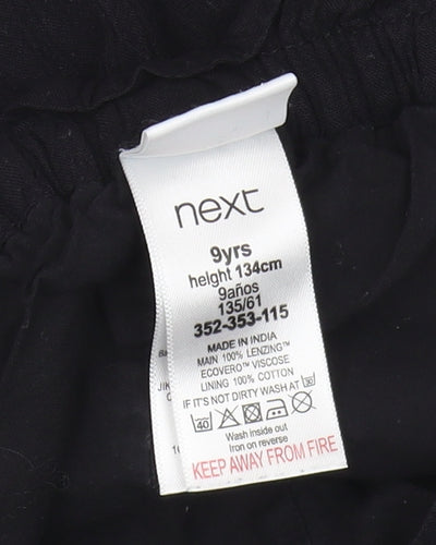 Next Girls Black Elastic Waist Shorts, Size 9 Years