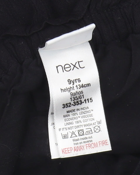 Next Girls Black Elastic Waist Shorts, Size 9 Years