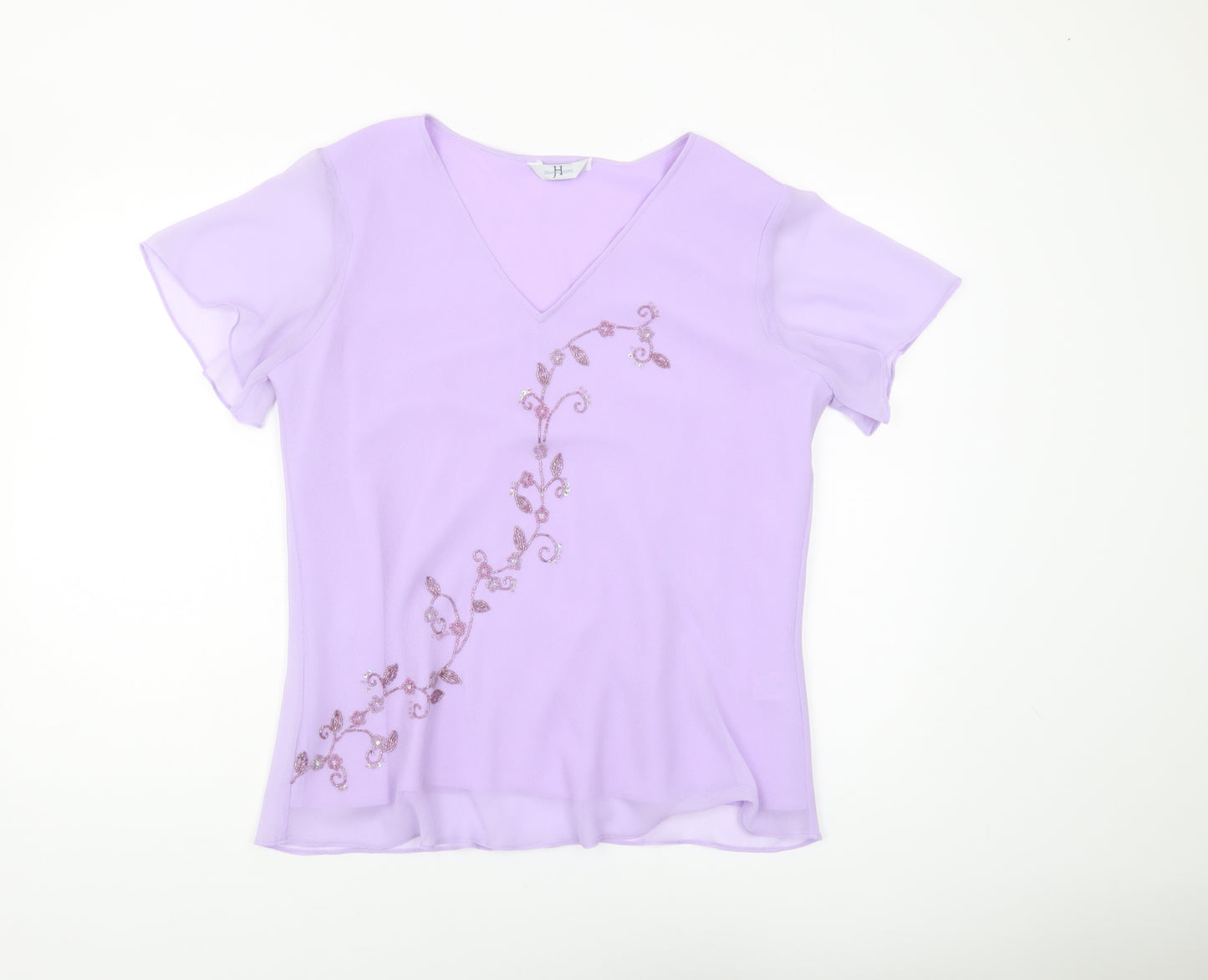 Joanna Hope Women's Purple V-Neck T-Shirt Size 18
