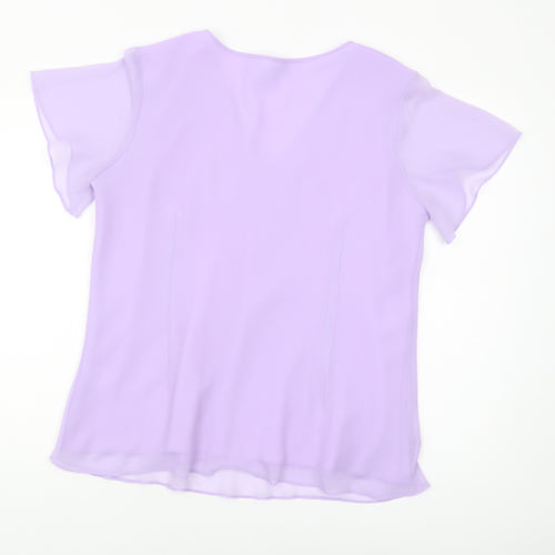 Joanna Hope Women's Purple V-Neck T-Shirt Size 18