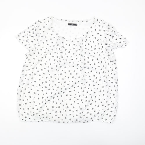 Bm Collection Women's White Blouse, Size 20, Geometric Pattern