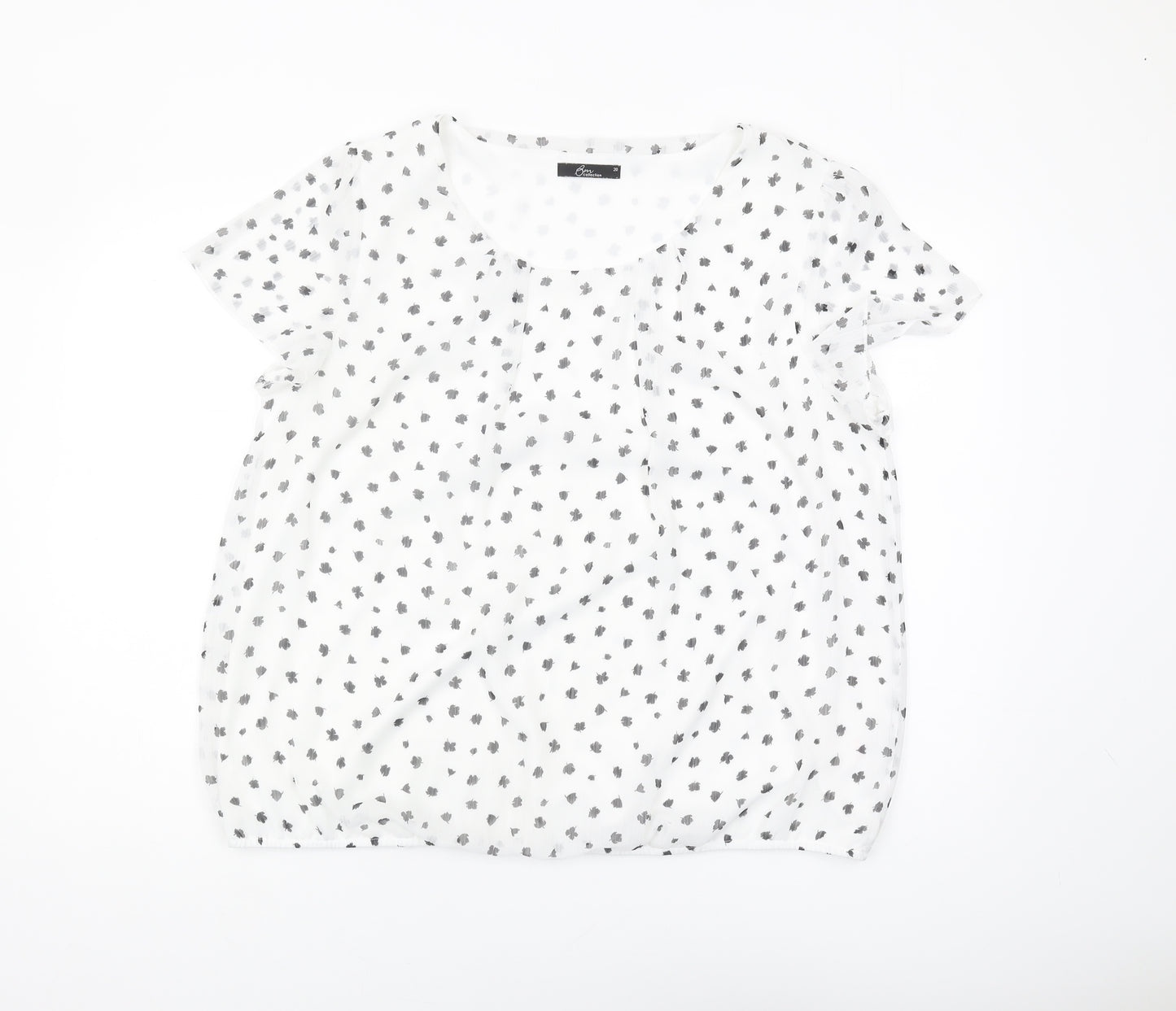 Bm Collection Women's White Blouse, Size 20, Geometric Pattern