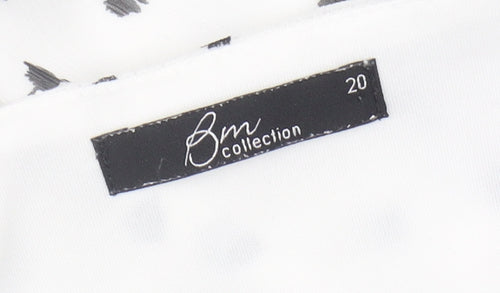 Bm Collection Women's White Blouse, Size 20, Geometric Pattern