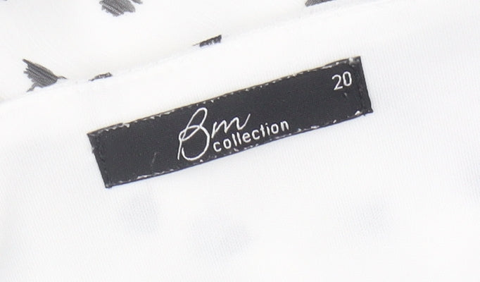 Bm Collection Women's White Blouse, Size 20, Geometric Pattern
