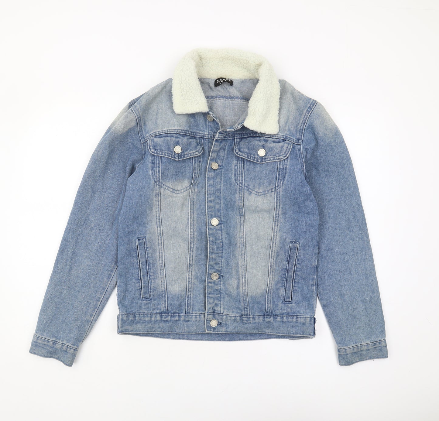 boohooMAN Men's Blue Denim Jacket Size S