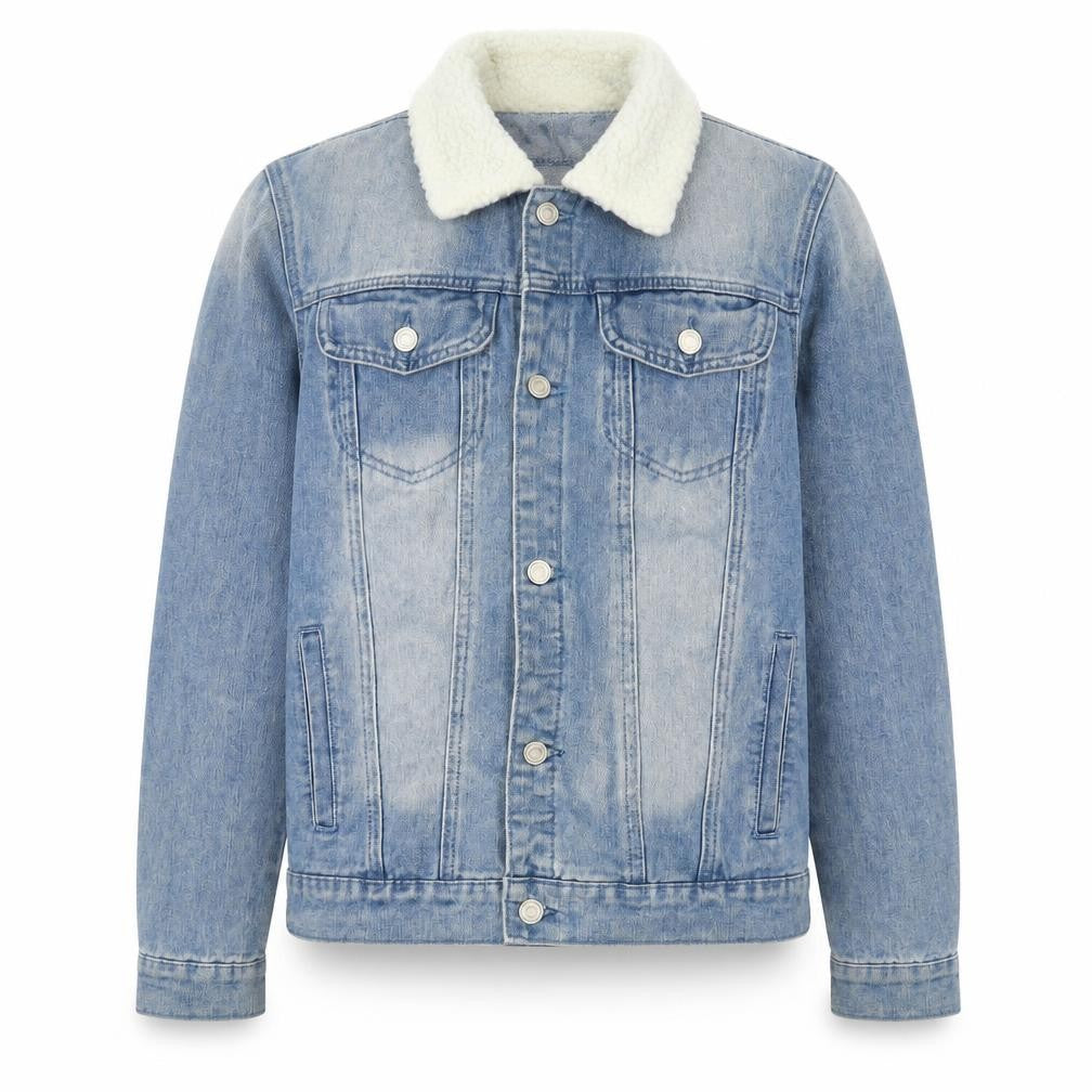 Front view of boohooMAN Men's Blue Denim Jacket, size S