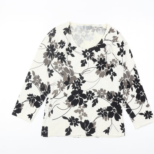 Mia Moda Women's Black Floral Pullover Jumper Size S