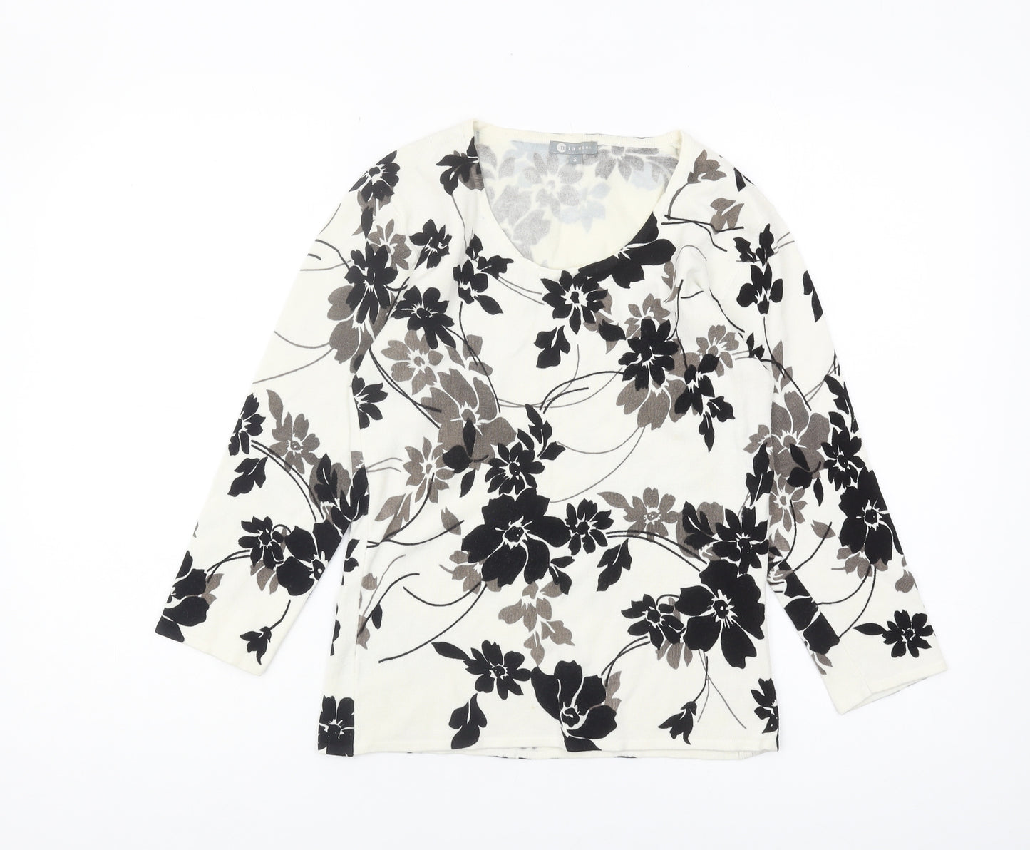 Mia Moda Women's Black Floral Pullover Jumper Size S