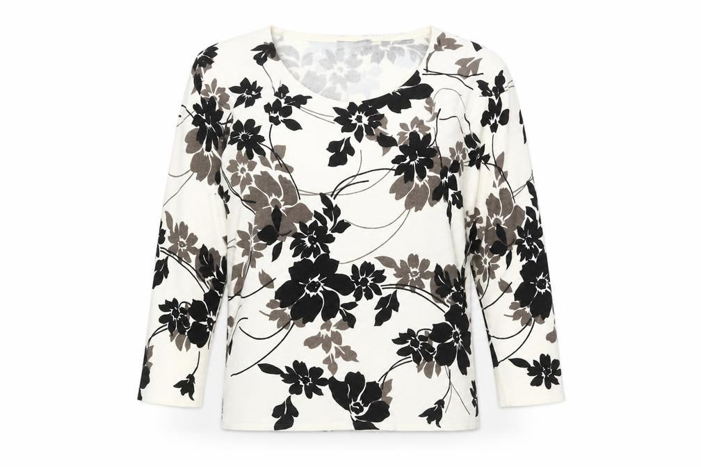 Front view of Mia Moda Women's Black Floral jumper, size S