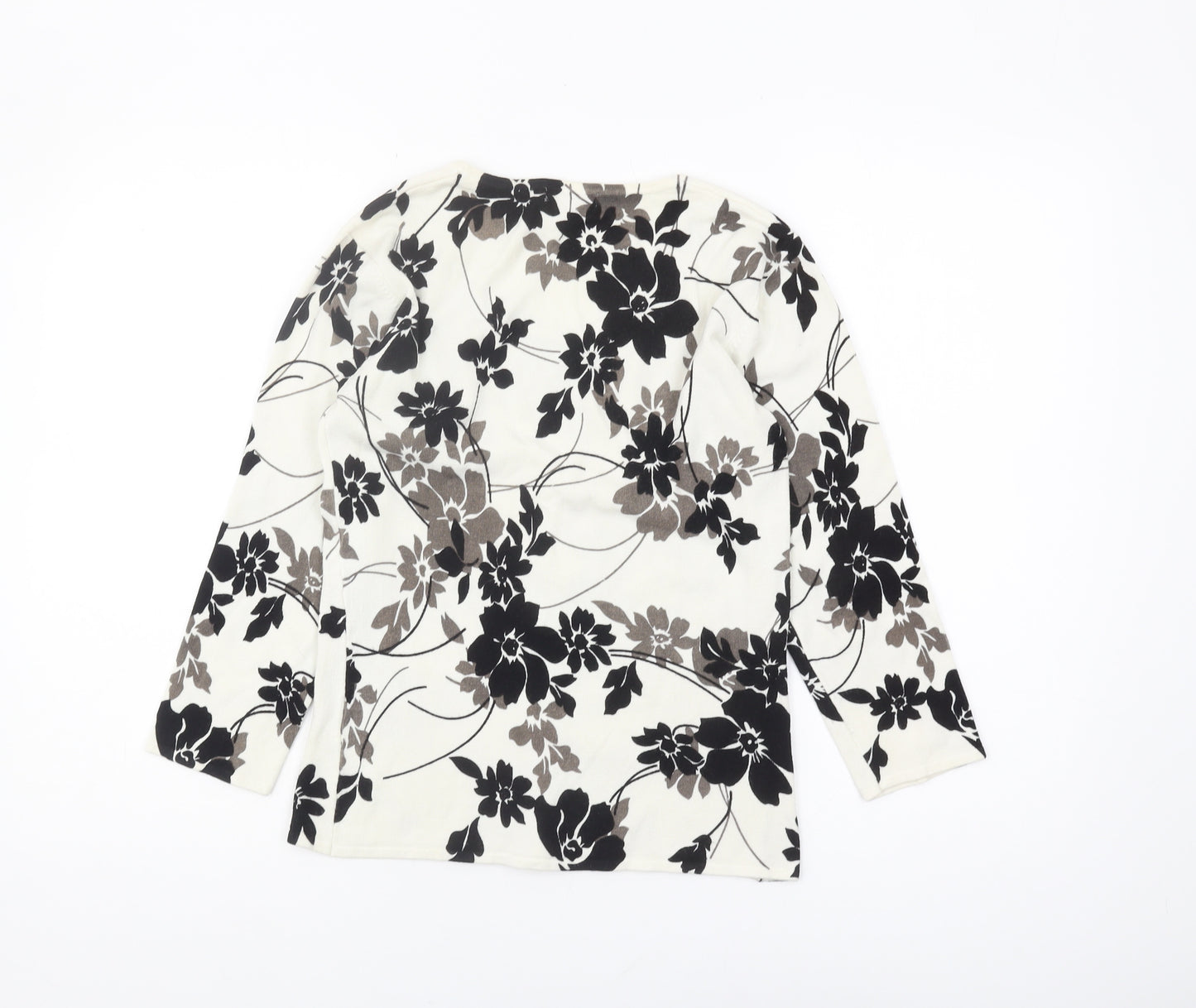 Mia Moda Women's Black Floral Pullover Jumper Size S