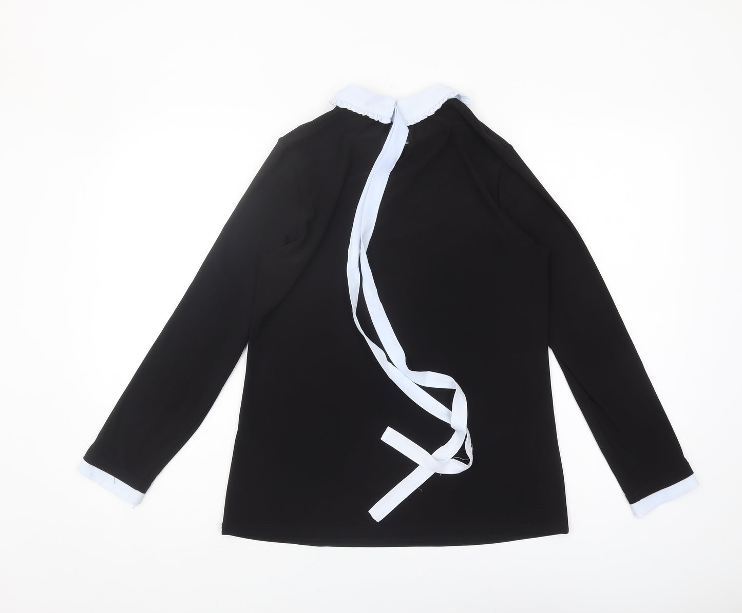 Blue Chameleon Women's Black Collared Blouse, Size 14, Classic