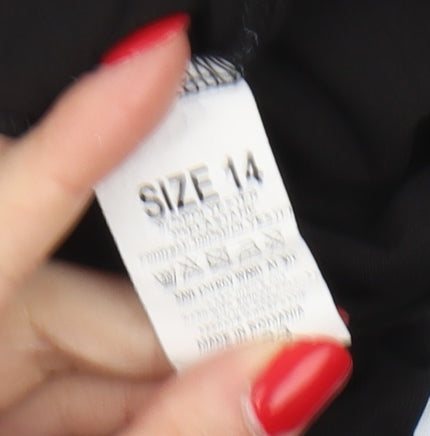 Blue Chameleon Women's Black Collared Blouse, Size 14, Classic