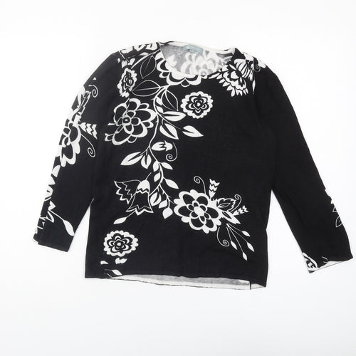 MiaModa Women's Black Floral Pullover Jumper, M