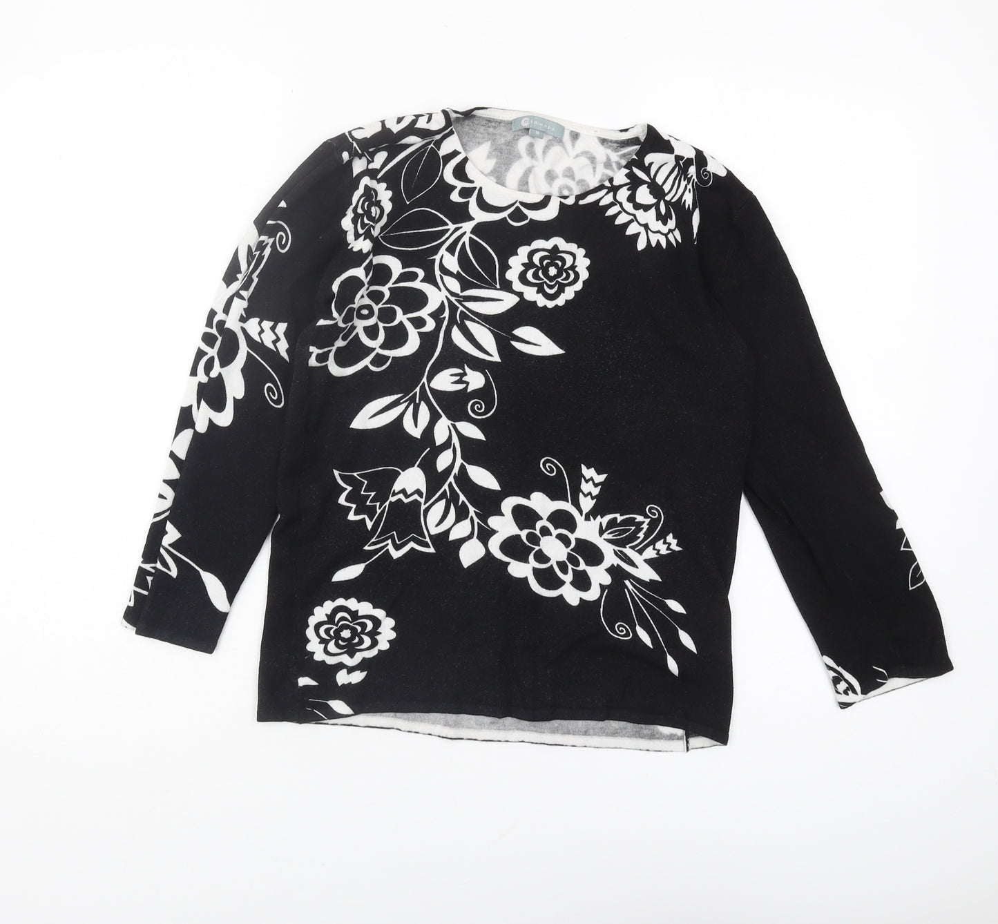 MiaModa Women's Black Floral Pullover Jumper, M