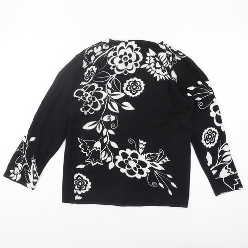MiaModa Women's Black Floral Pullover Jumper, M
