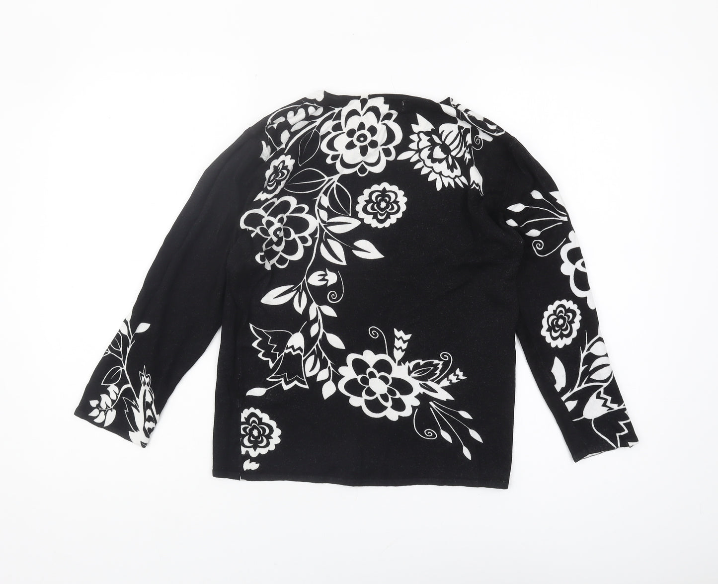 MiaModa Women's Black Floral Pullover Jumper, M