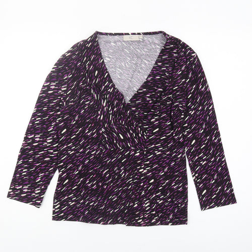 Women's Multicoloured V-Neck Long Sleeve Top Size S