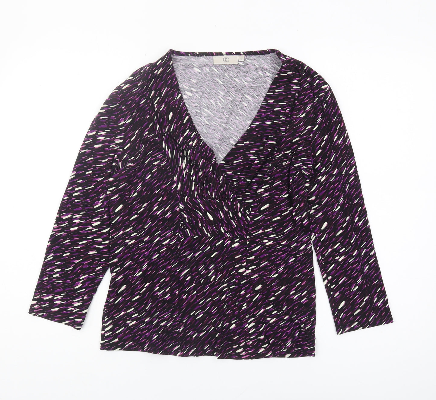 Women's Multicoloured V-Neck Long Sleeve Top Size S