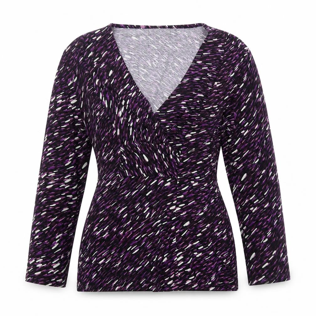 Front view of Country Casuals Women's Multicoloured V-Neck Long Sleeve Top, size S