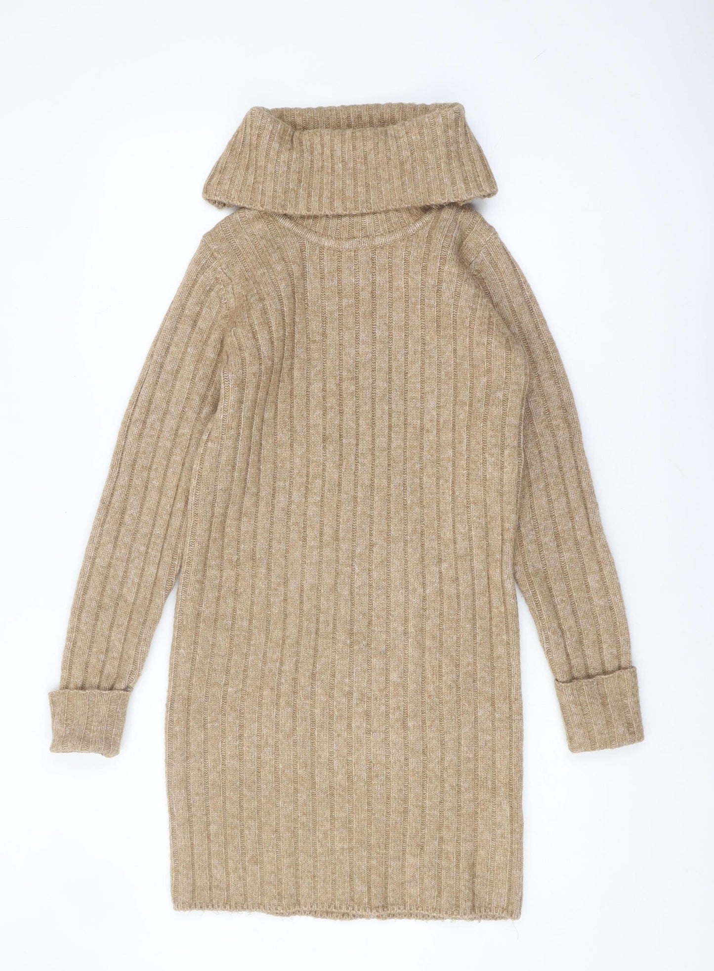 Miss Selfridge Women's Beige Cowl Neck Pullover Jumper Size 8