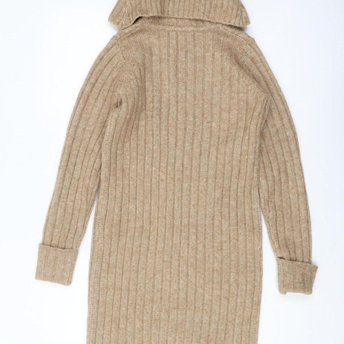 Miss Selfridge Women's Beige Cowl Neck Pullover Jumper Size 8