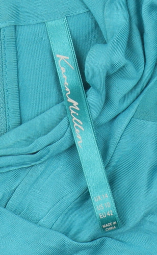 Karen Millen Women's Blue Long Sleeve Top, Size 14