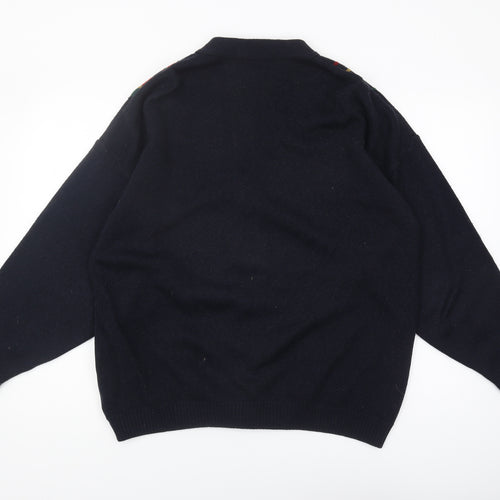 Club House Men's Black Argyle Cardigan - Medium