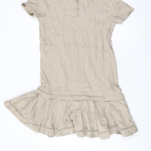MAX&Co Women Beige Short Dress Size 10 Casual Summer