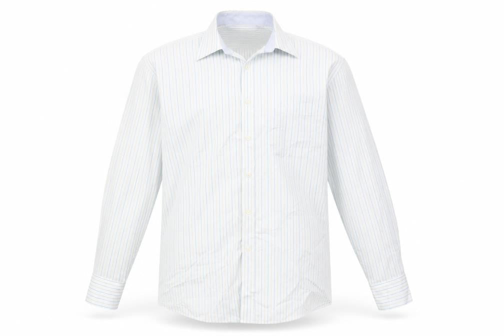 Front view of Marks & Spencer Men's Blue Striped Shirt, size 42