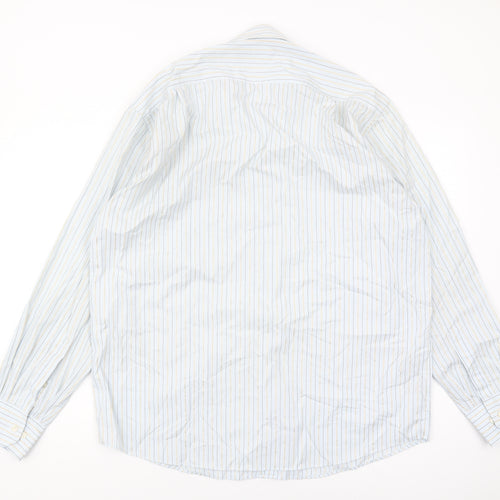 Marks and Spencer Men's Blue Striped Shirt, Size 42