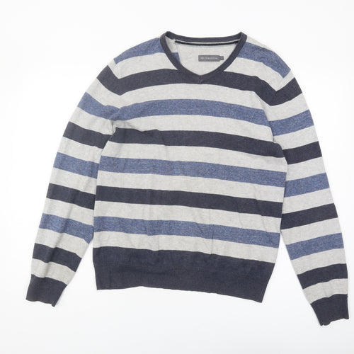 RJR.John Rocha Men's Grey Blue Striped Pullover Jumper S
