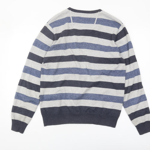 RJR.John Rocha Men's Grey Blue Striped Pullover Jumper S