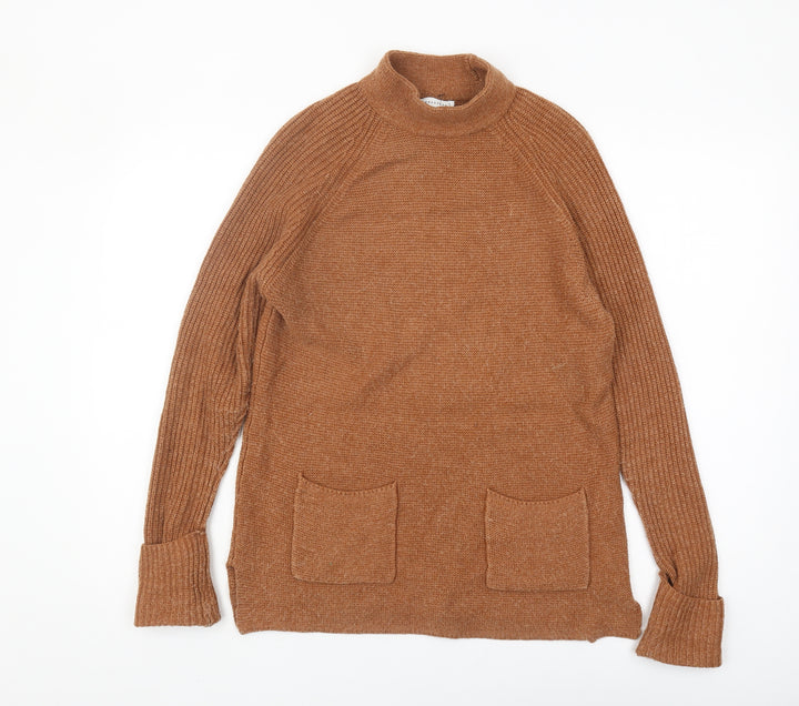 Warehouse Women's Brown Mock Neck Jumper Size 8