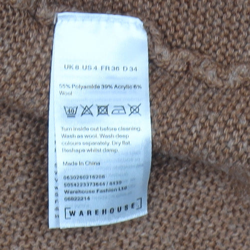 Warehouse Women's Brown Mock Neck Jumper Size 8