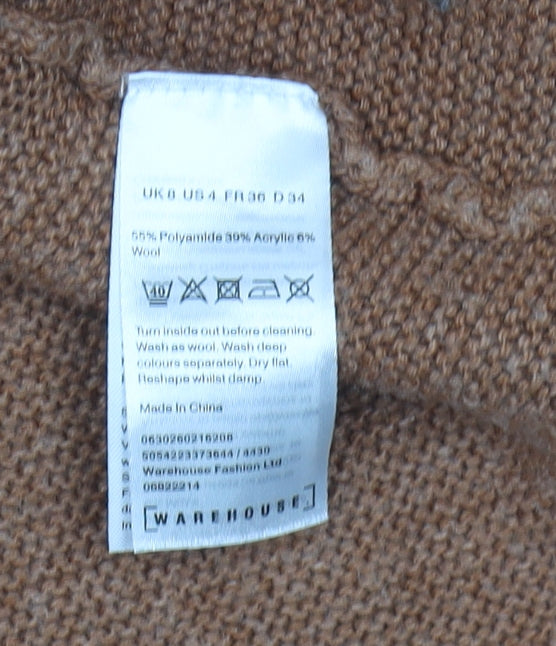 Warehouse Women's Brown Mock Neck Jumper Size 8