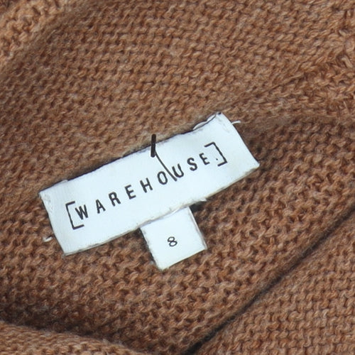 Warehouse Women's Brown Mock Neck Jumper Size 8