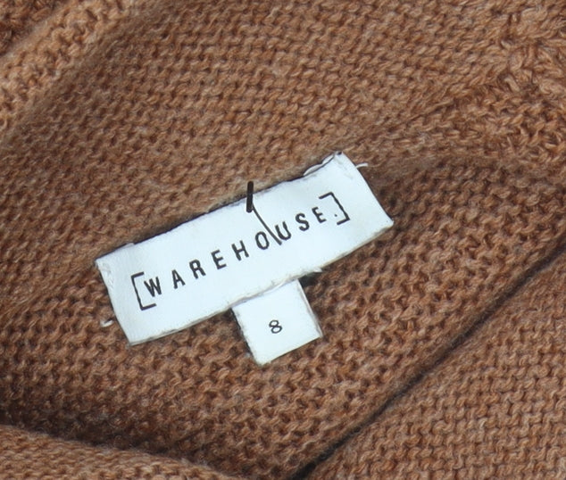 Warehouse Women's Brown Mock Neck Jumper Size 8